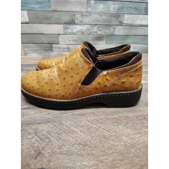 ARIAT Real Ostrich Performance Slip Ons Roper Shoes Cognac Womens US Size 8B - Picture 3 of 13